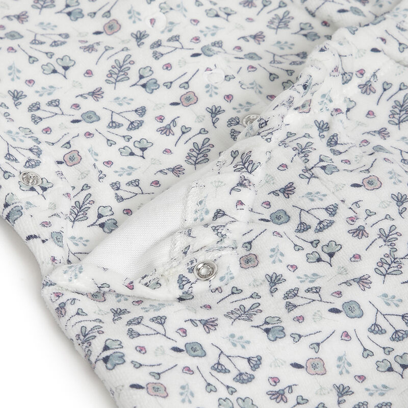 Girls Natural Printed Nappy Opening Babysuit image number 3